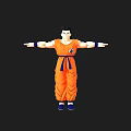 Anime Style Fictional Character In Orange Costume Blue Belt Standing Arms Extended Pose