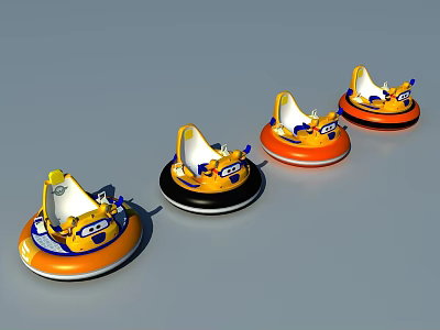 Colorful Orange Yellow Cartoon Smiley Design Shoes Arranged on Grey Background 3d model