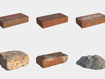 red brick floor tile building materials stone 3d model