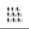 Fantasy Medieval Characters With Various Armor Sets And Bow Weapons Equipment