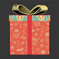Colorful Decorative Gift Box With Yellow Bow And Patterned Design For Household Use