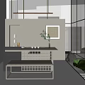 Modern Tea Room Interior Design With Hanging Lights Glass Windows And Green Plants