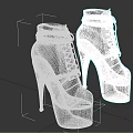 Leopard Print Ankle Boots With High Heels Platform Soles Metal Buckles And Lace Up Design