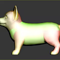Brown And White Corgi Dog 3D Rendered Model In Standing Pose 3d model