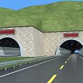 Road Facilities Featuring Stone Wall Tunnel Dual Carriageway Guardrail And Yellow Lane Markings