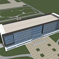 Modern Office Building With Glass Curtain Walls And Sleek Multi Story Design