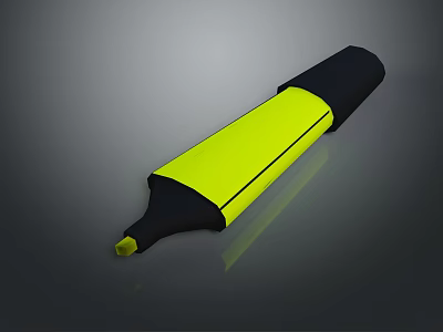Yellow Black Glowing Highlighter Pen For Smooth Writing In Office And School 3d model