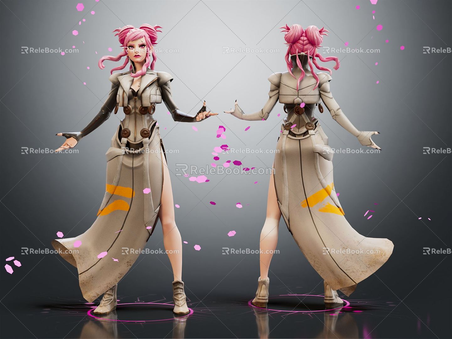 Modern Game Character Magic Girl Mage 3d model