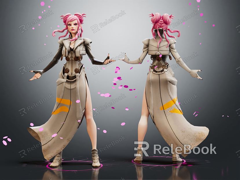 Modern Game Character Magic Girl Mage model