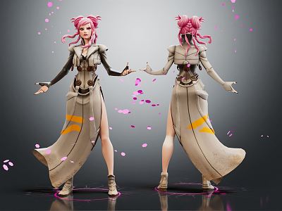 Modern Game Character Magic Girl Mage model