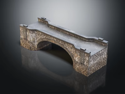 Detailed Stone Arch Bridge Architectural Model With Brick Structure Arch Body And Decorative Railings 3d model