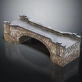 Detailed Stone Arch Bridge Architectural Model With Brick Structure Arch Body And Decorative Railings