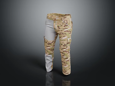 Modern Camouflage Cargo Trousers Design With Multiple Pockets And Utility Waistband 3d model