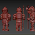Knight Figurines In Armor With Spears Shields And Red Cross From Multiple Angles 3d model