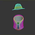 Blue Shirt Shaped Storage Box With Tie Decoration And Gray Straw Hat