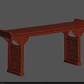 Red Chinese Traditional Functional Table With Intricate Carved Patterns And Decorative Design 3d model