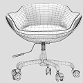 Pink Office Chair With Soft Fabric Seat And Wooden Frame On Rolling Wheels