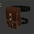Brown Leather Small Waist Bag With Black Strap And Gold Buttons For Daily Use