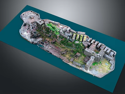 Modern City Model Display With Castle Structure Green Vegetation And Buildings 3d model