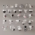 Security surveillance camera spherical camera monitoring probe combination 3d model