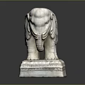 Carved Marble Elephant Sculpture With Decorative Back Design And Intricate Base Patterns