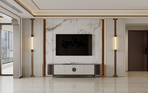 New Chinese TV background wall 3d model