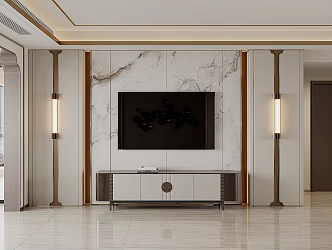 New Chinese TV background wall 3d model