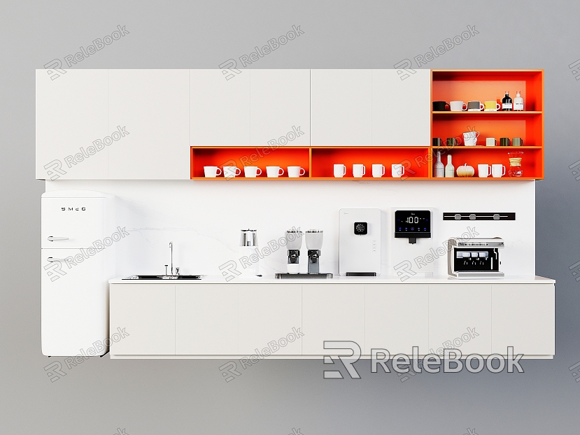 Modern Tea Cabinet Company Tea Room Tea Cabinet Office Tea Room Kitchen Cabinet Coffee Machine Direct Drinking Machine Water Dispenser Refrigerator Cup model