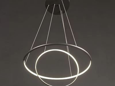 Modern Minimalist Hanging Chandelier With Double Illuminated Metal Rings And Sleek Lines 3d model