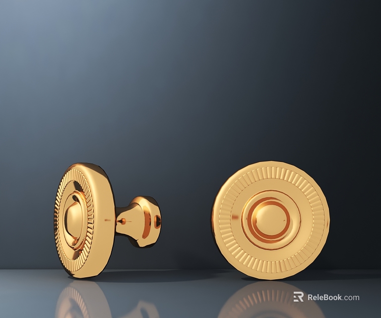 Gold Round Badges With Engraved Patterns And Shiny Surface Design 3d model 