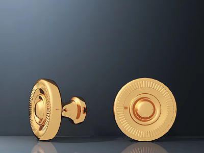 Gold Round Badges With Engraved Patterns And Shiny Surface Design 3d model