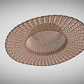 Brown Woven Straw Hat with Wide Brim and Textured Design 3d model