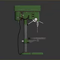 Green Industrial Electric Drill Press With Circular Worktable And Base 3d model