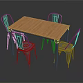 Modern Wooden Top Dining Table With Four Metal Chairs For Home Dining Area