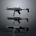 Three Modern Tactical Assault Rifles With Different Designs Barrels And Grips