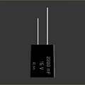 Black Cylindrical Capacitor With 2200 mF 16V Rating And Metal Pins Design