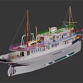 Classic Cruise Ship With Masts Multiple Decks And White Hull 3d model