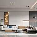 Modern Living Room Interior Design With Sofa Set Coffee Table Decorative Art And Floor Lamp
