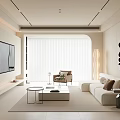 Modern Living Room Interior Design With Large TV Floor to Ceiling Windows and Sofa