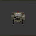 Vintage Military Green Ambulance With White Cross Markings And Red Door Design