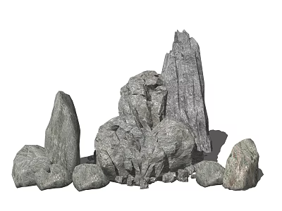 New Chinese-style rockery rockery stone landscape sketch 3d model