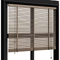 Wooden Window Blinds In Black Frame For Home Interior Decoration