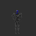 Game And Movie Robot Character With Blue Head Mechanical Armor And Weapon