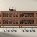 Storage Rack Display Rack Decorative Rack Solid Wood Hanging Cabinet Coffee Decoration Glass Jar 3d model