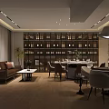 Elegant Private Room Interior With Sofa Dining Table Comfortable Chairs And Bookshelves