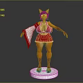3D Animated Fox Character With Red Outfit And White Display Base