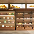 Bakery Display Shelves With Wooden Structure Glass Doors And Organized Pastries Bread
