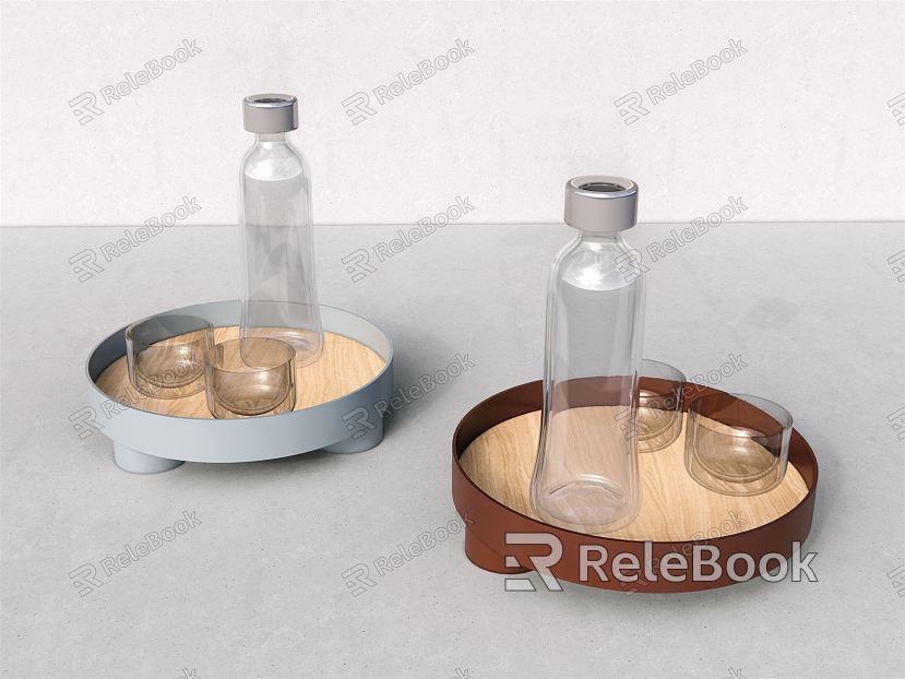 Modern Glass Bottle Tableware Ornaments Water Cup Kettle Tray model