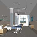 Modern Hospital Ward Interior With Medical Bed TV Equipment And Curtain Windows