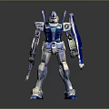 Game And Movie Character Blue And White Armored Robot With Weapon Design